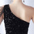 In Stock:Ship in 48 Hours Black One Shoulder Sequins Beading Prom Dress