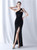 In Stock:Ship in 48 Hours Black One Shoulder Sequins Beading Prom Dress