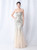 In Stock:Ship in 48 Hours Apricot Silver Tulle Sequins Mermaid Party Dress