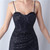 In Stock:Ship in 48 Hours Navy Blue Sequins Crossed Straps Prom Dress