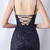 In Stock:Ship in 48 Hours Navy Blue Sequins Crossed Straps Prom Dress