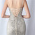In Stock:Ship in 48 Hours Apricot Silver Sequins Crossed Straps Prom Dress