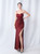In Stock:Ship in 48 Hours Burgundy Sequins Crossed Straps Prom Dress