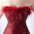 In Stock:Ship in 48 Hours Burgundy Sheath Sequins Feather Party Dress