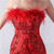 In Stock:Ship in 48 Hours Red Mermaid Sequins Strapless Feather Prom Dress