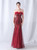 In Stock:Ship in 48 Hours Burgundy Mermaid Sequins Strapless Feather Prom Dress