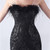 In Stock:Ship in 48 Hours Black Mermaid Sequins Strapless Feather Prom Dress