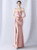In Stock:Ship in 48 Hours Pink Strapless High Split Beading Party Dress