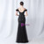 In Stock:Ship in 48 Hours Black Sequins Spaghetti Straps Feather Party Dress