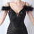 In Stock:Ship in 48 Hours Black Sequins Spaghetti Straps Feather Party Dress