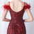 In Stock:Ship in 48 Hours Burgundy Sequins Spaghetti Straps Feather Party Dress