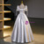 Silver Ball Gown Short Sleeve Quinceanera Dress