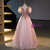 Pink Tulle Puff Sleeve Beading Sequins Quinceanera Dress