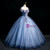 Blue Tulle Sequins Off the Shoulder Appliques Ball Gown Quinceanera Dress
