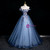 Blue Tulle Sequins Off the Shoulder Appliques Ball Gown Quinceanera Dress