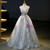 Gray Tulle Lace Appliques Quinceanera Dress