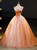 Orange Tulle Sequins V-neck Quinceanera Dress