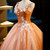 Orange Tulle Sequins V-neck Quinceanera Dress