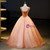 Orange Tulle Sequins V-neck Quinceanera Dress