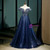 Navy Blue Tulle Sequins Off the Shoulder Beading Quinceanera Dress