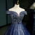 Navy Blue Tulle Sequins Off the Shoulder Beading Quinceanera Dress