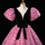 Pink Flower Puff Sleeve V-neck Quinceanera Dress