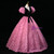 Pink Flower Puff Sleeve V-neck Quinceanera Dress