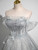 Gray Tulle Sequins Off the Shoulder Appliques Quinceanera Dress