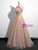 Champagne Tulle Sequins Halter Beading Prom Dress