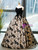 Black Strapless Print Beading Crystal Quinceanera Dress