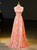 Pink Sequins High Neck Beading Prom Dress