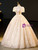 Champagne Tulle Lace Puff Sleeve Beading Quinceanera Dress