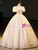 Champagne Tulle Lace Puff Sleeve Beading Quinceanera Dress