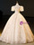 Champagne Tulle Lace Puff Sleeve Beading Quinceanera Dress