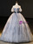 Gray Tulle Sequins Off the Shoulder Puff Sleeve Quinceanera Dress