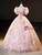 Pink Lace Puff Sleeve Beading Quinceanera Dress