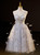 Gray Tulle Sweetheart Feather Beading Short Prom Dress