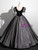 Black Tulle Sequins Square Neck Puff Sleeve Quinceanera Dress