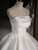 Champagne Satin Strapless Lace Wedding Dress