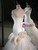 White Tulle Mermaid Strapless Flower Wedding Dress