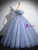 Blue Tulle Puff Sleeve Beading Princess Quinceanera Dress