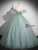 Green Tulle Off the Shoulder Gray Appliques Quinceanera Dress