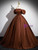 Coffee Satin Off the Shoulder Prom Dress