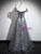 Gray Tulle Sequins Off the Shoulder Pearls Prom Dress