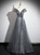 Gray Tulle Sequins Off the Shoulder Pearls Prom Dress