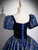 Navy Blue Sqwuare Puff Sleeve Crystal Quinceanera Dress