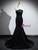 Black Mermaid Satin Tulle Strapless Prom Dress