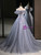 Fashion Gray Tulle Off the Shoulder Appliques Quinceanera Dress