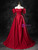 Burgundy Satin Puff Sleeve Strapless Quinceanera Dress