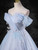 Gray Blue Tulle Sequins Off the Shoulder Quinceanera Dress